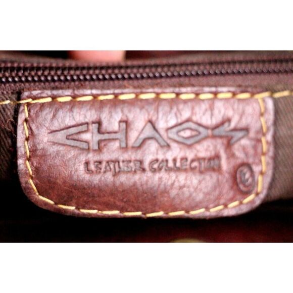 Chaos BROWN GENUINE LEATHER SHOULDER BAG X-BODY SATCHEL HANDBAG ORGANIZER PURSE - Picture 10 of 16